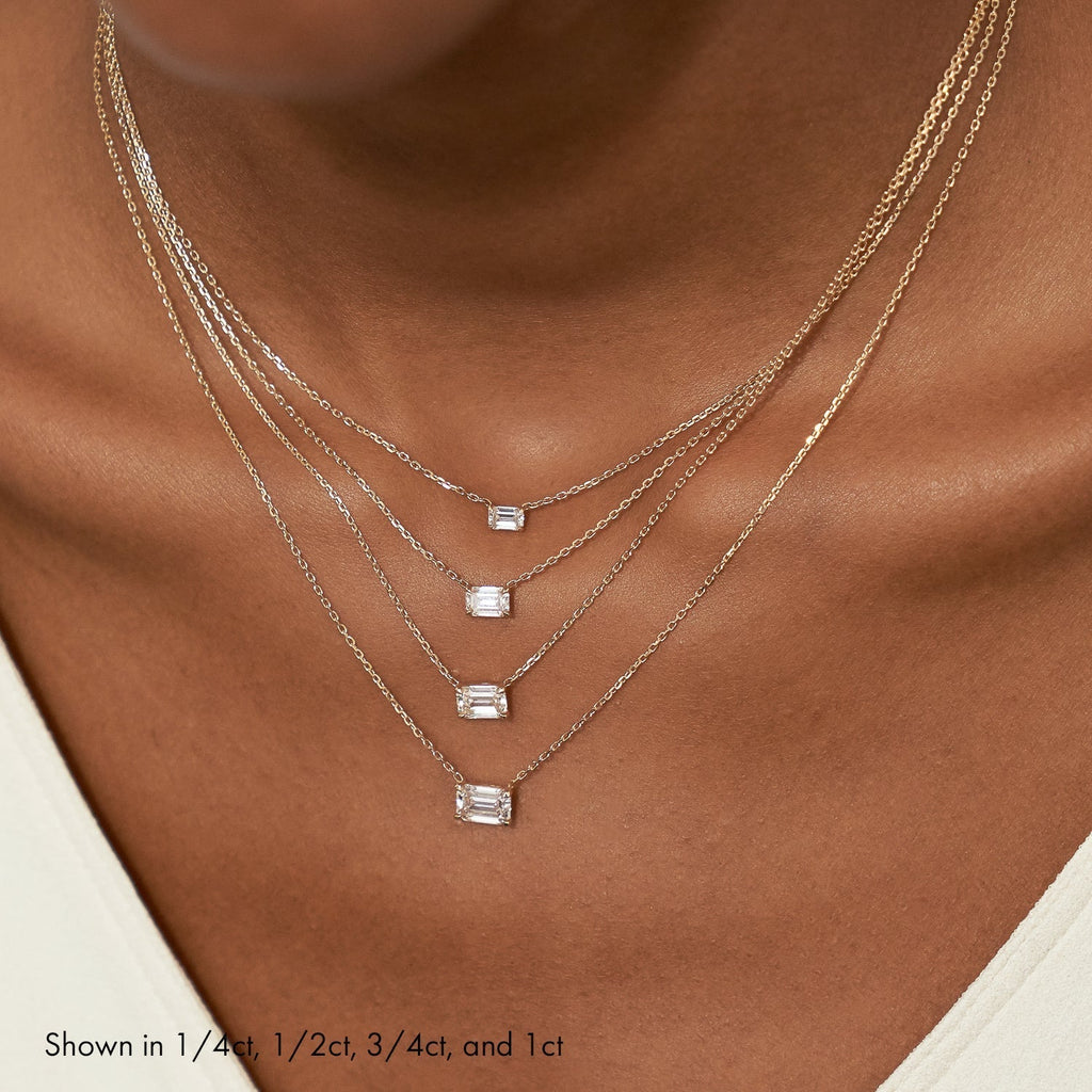1.0 CT Emerald Solitaire Lab Grown Diamond Necklace