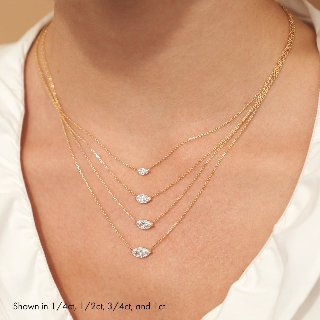 1.0 CT Marquise Solitaire Lab Grown Diamond Necklace