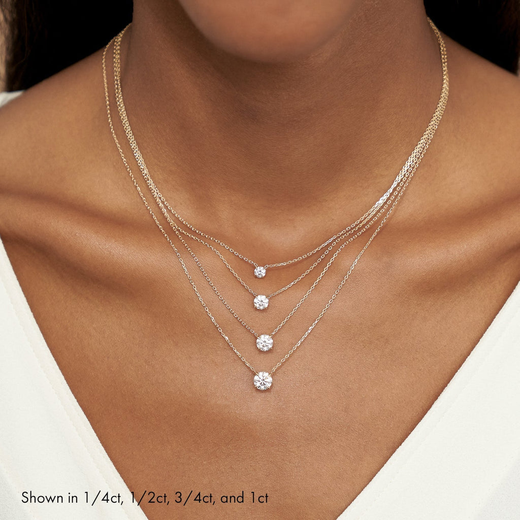 1.0 CT Round Solitaire  Lab Grown Diamond Necklace