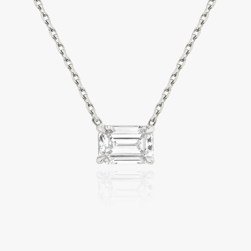 1.0 CT Emerald Solitaire Lab Grown Diamond Necklace