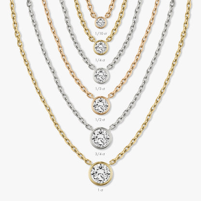 0.10 CT-1.0 CT Round Bezel Solitaire CVD F/VS Diamond Necklace 11