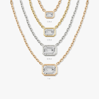0.25 CT-1.0 CT Emerald Bezel Solitaire CVD F/VS Diamond Necklace 11