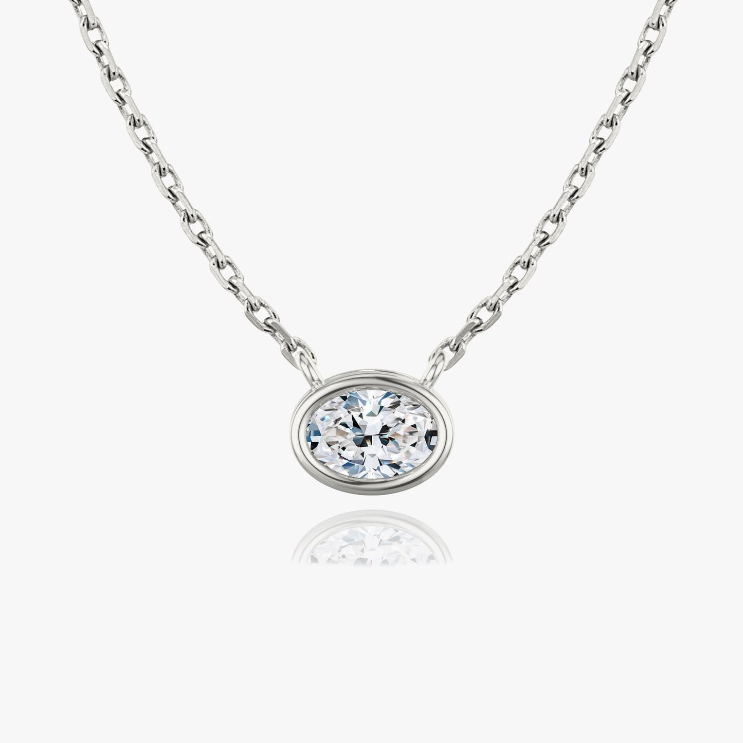 0.25 CT-1.0 CT Oval Bezel Solitaire CVD F/VS Diamond Necklace 1