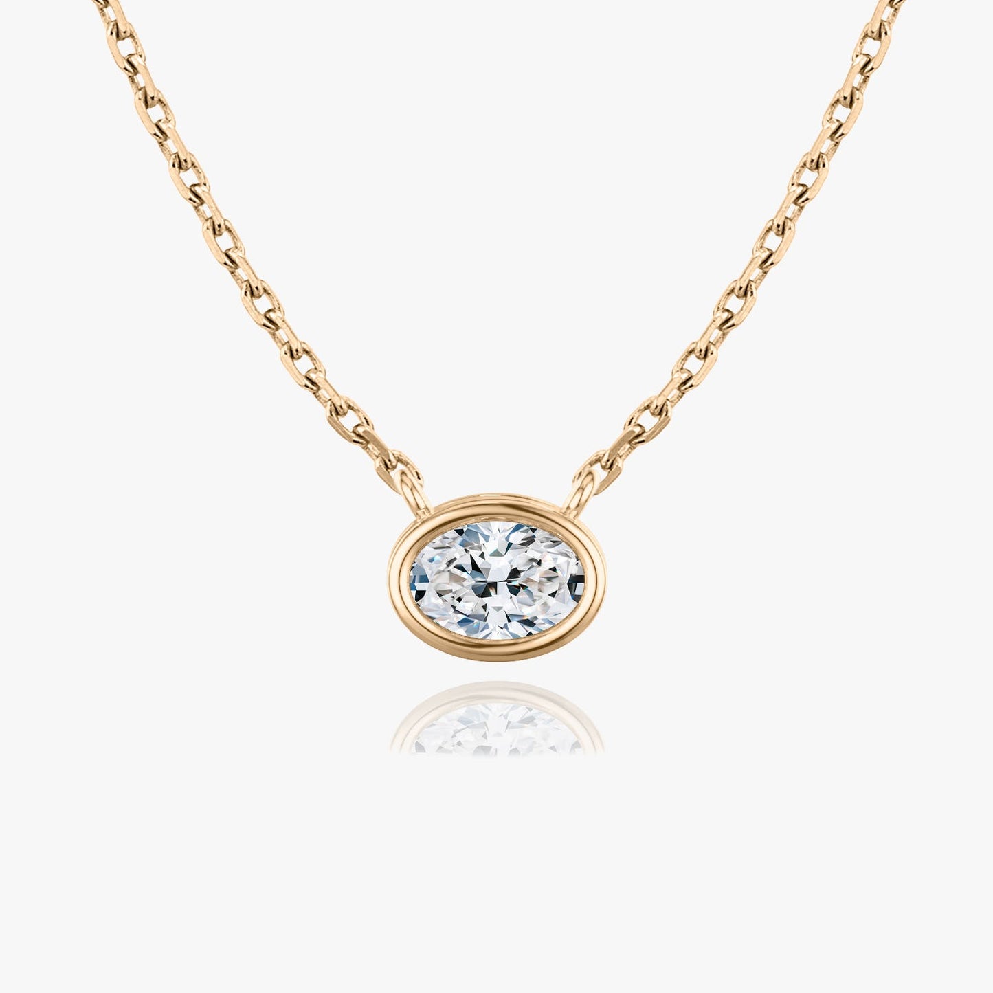 0.25 CT-1.0 CT Oval Bezel Solitaire CVD F/VS Diamond Necklace 8