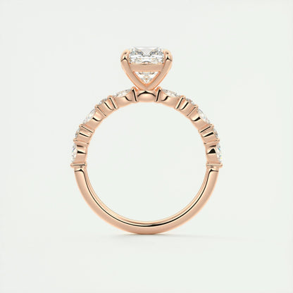 2.15 CT Cushion Cut Pave Moissanite Engagement Ring 21