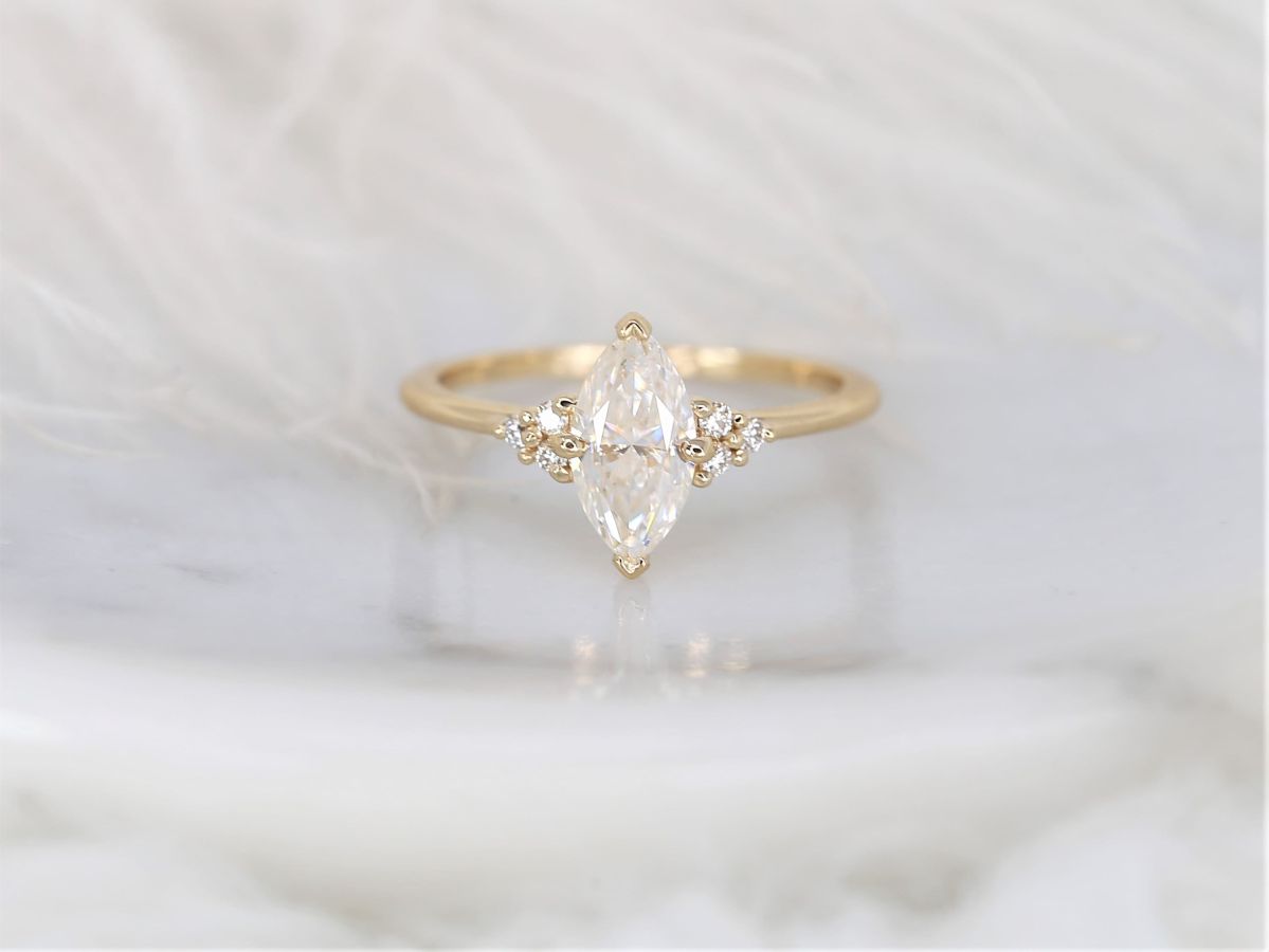 Stunning 1 CT Marquise Moissanite Engagement Ring With Cluster Design 1