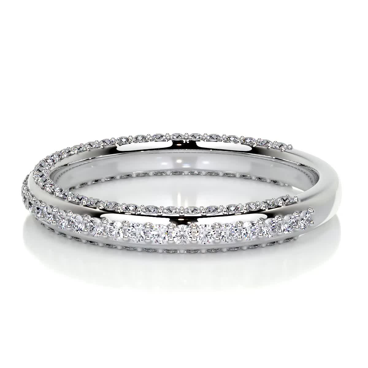 0.75 CT Round Triple Row CVD EF/VVS Diamond Wedding Band 1