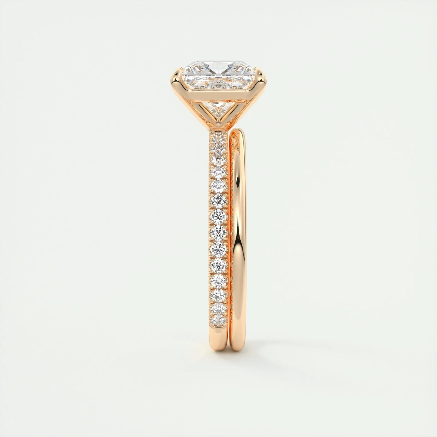 2.08 CT Princess Cut Pave Moissanite Engagement Ring 19