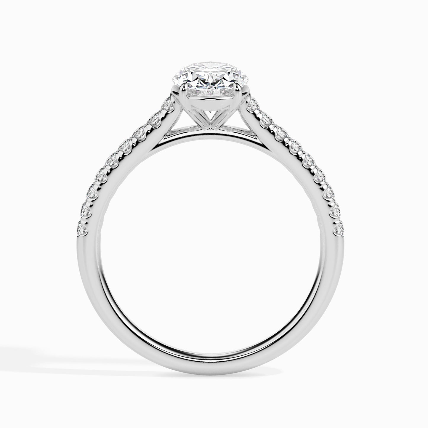 1 CT Oval Cut Pave CVD F/VS Diamond Engagement Ring 3