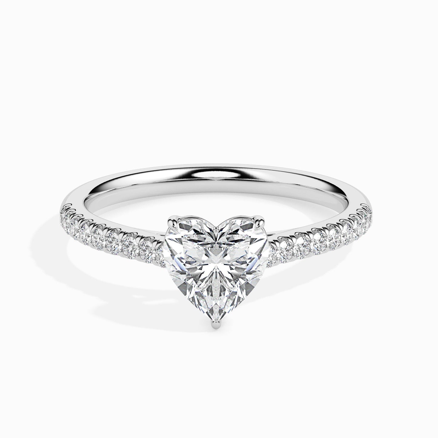 1 CT Heart Cut Pave CVD F/VS Diamond Engagement Ring 1