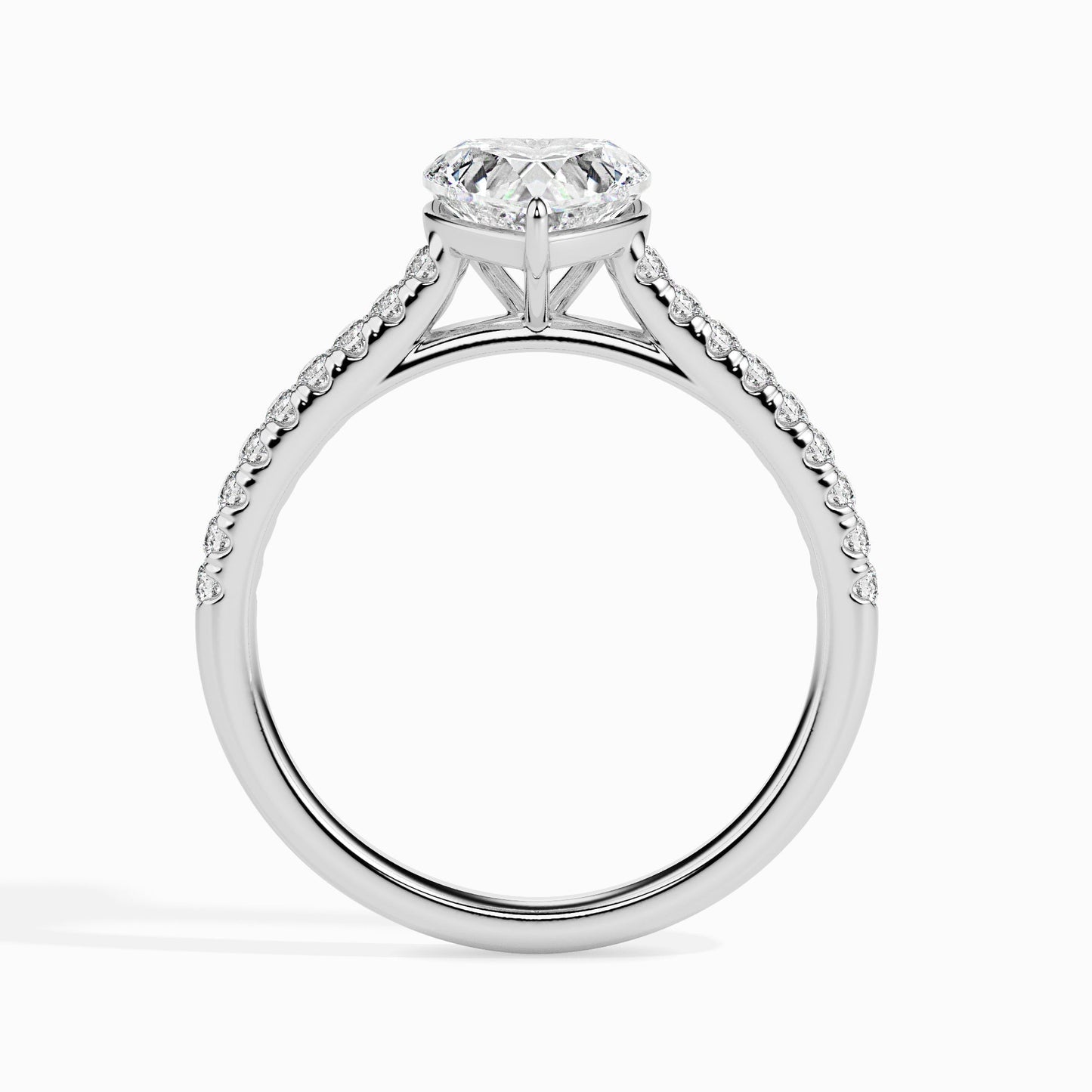 1 CT Heart Cut Pave CVD F/VS Diamond Engagement Ring 3
