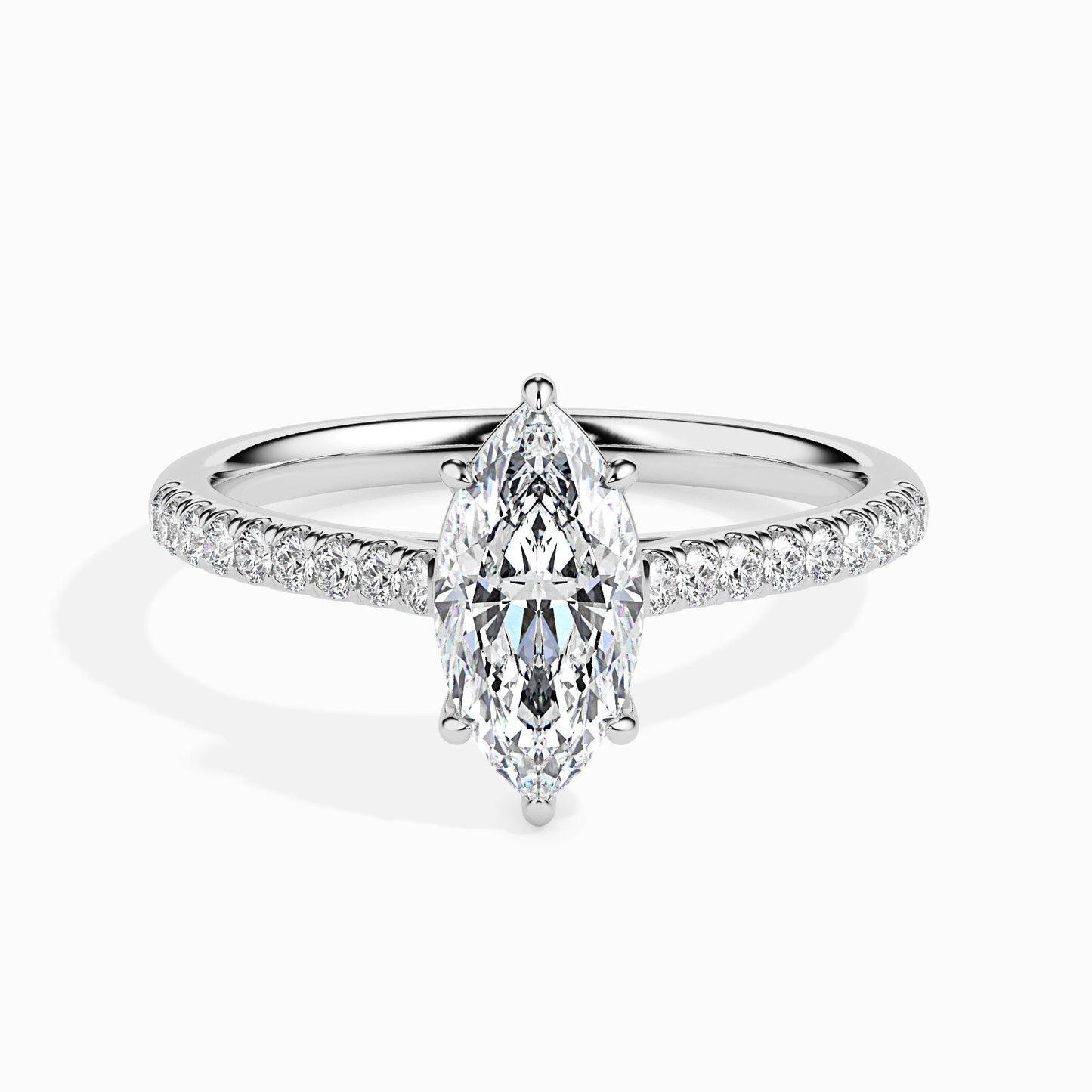1.0 CT Marquise Cut Pave CVD F/VS Diamond Engagement Ring 1