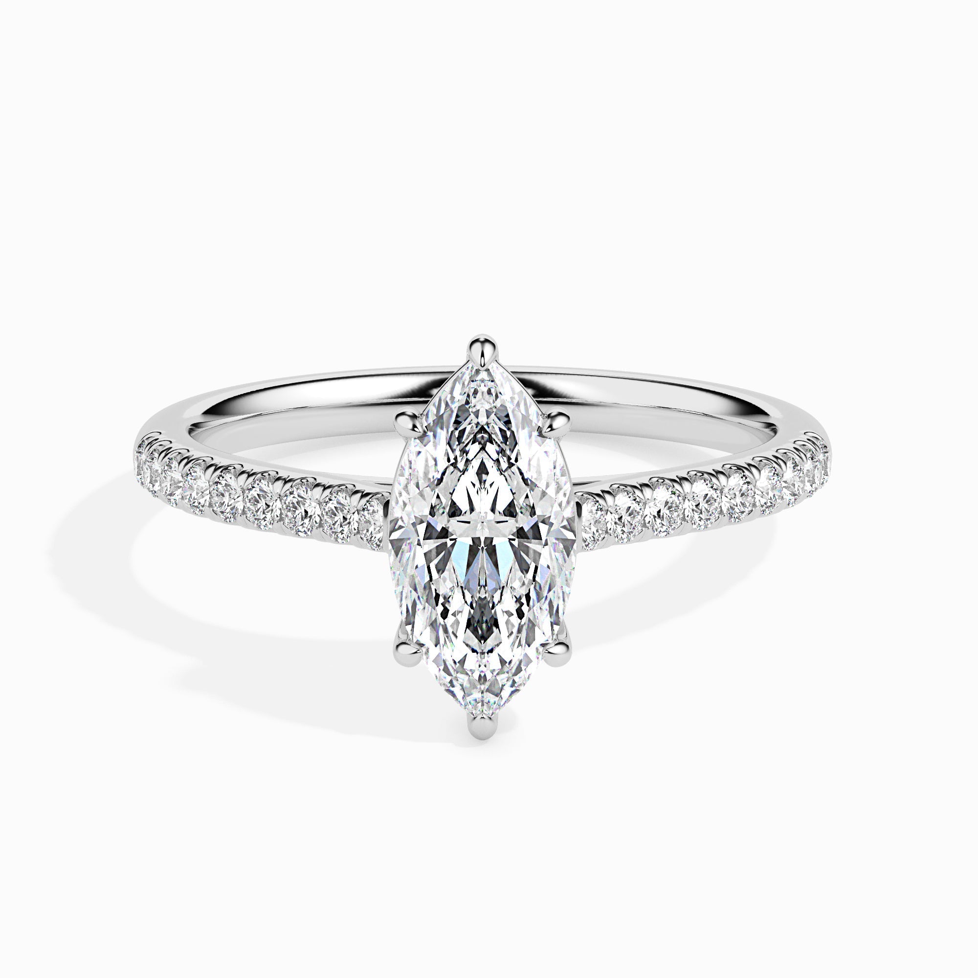 1.0 CT Marquise Cut Pave CVD F/VS Diamond Engagement Ring 1