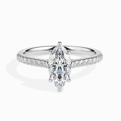 1.0 CT Marquise Cut Pave CVD F/VS Diamond Engagement Ring 1