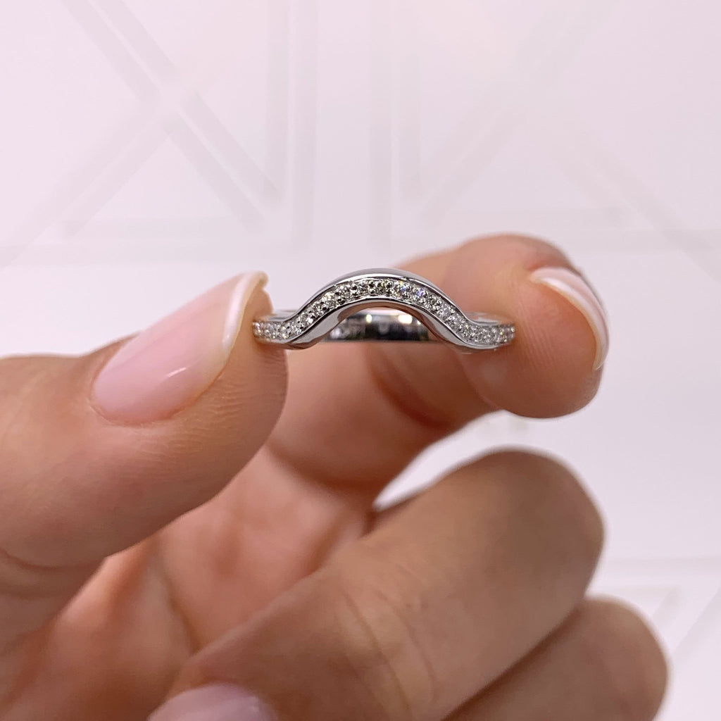 0.3 CT Round Curved Lab Grown Diamond Wedding Band