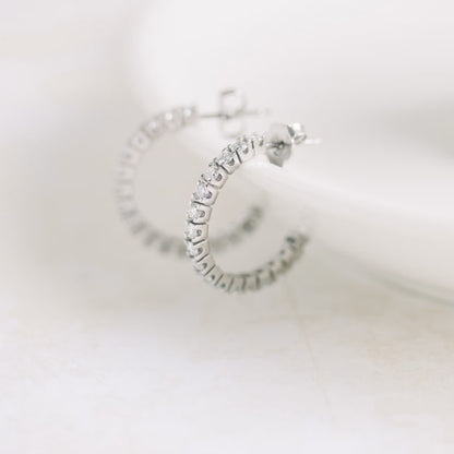 1.0 TCW Round Shape Moissanite Hoops Earrings in Gold 1