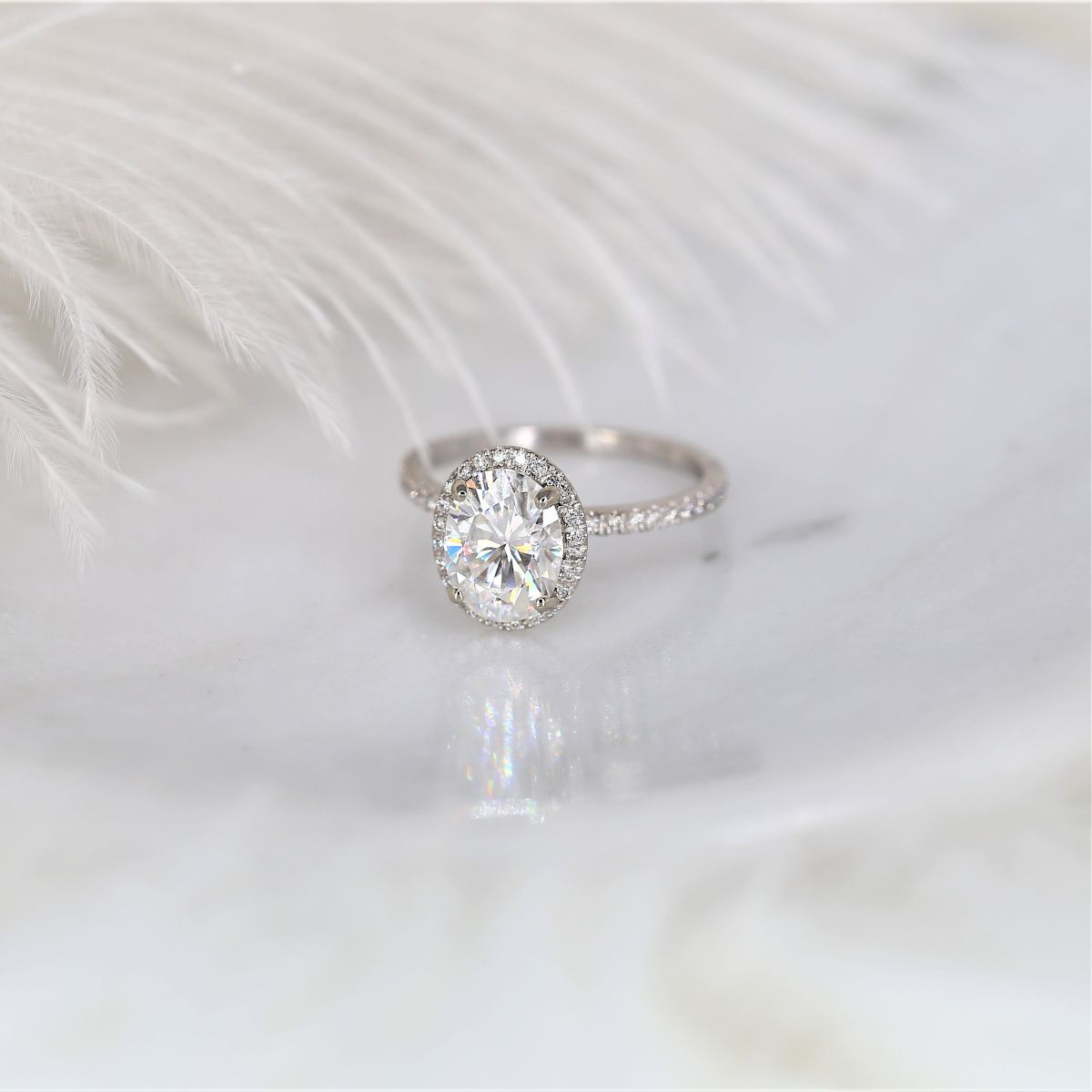 Stunning 2.0 CT Oval Moissanite Engagement Ring with Pave Design 3
