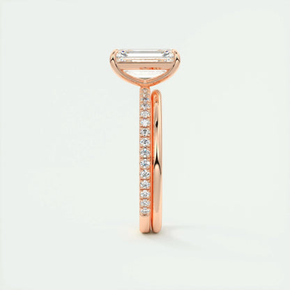 1.91 CT Emerald Cut Pave Moissanite Engagement Ring 19