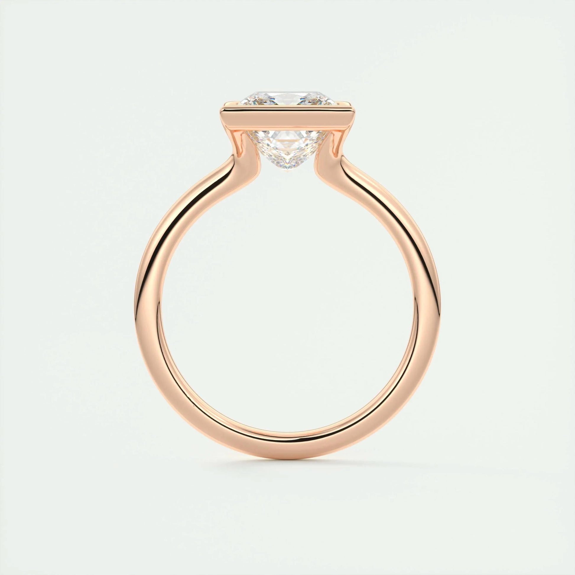 2.08 CT Princess Solitaire Half Bezel Moissanite Engagement Ring 18