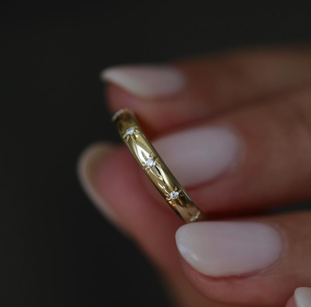 0.10 CT Round Flush Setting Lab Grown Diamond Wedding Band