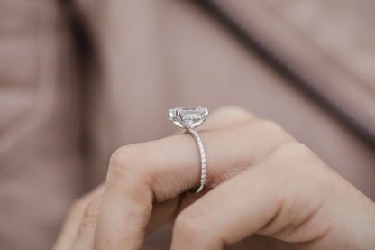 2.70 CT Radiant Solitaire Hidden Halo Pave Moissanite Engagement Ring 8