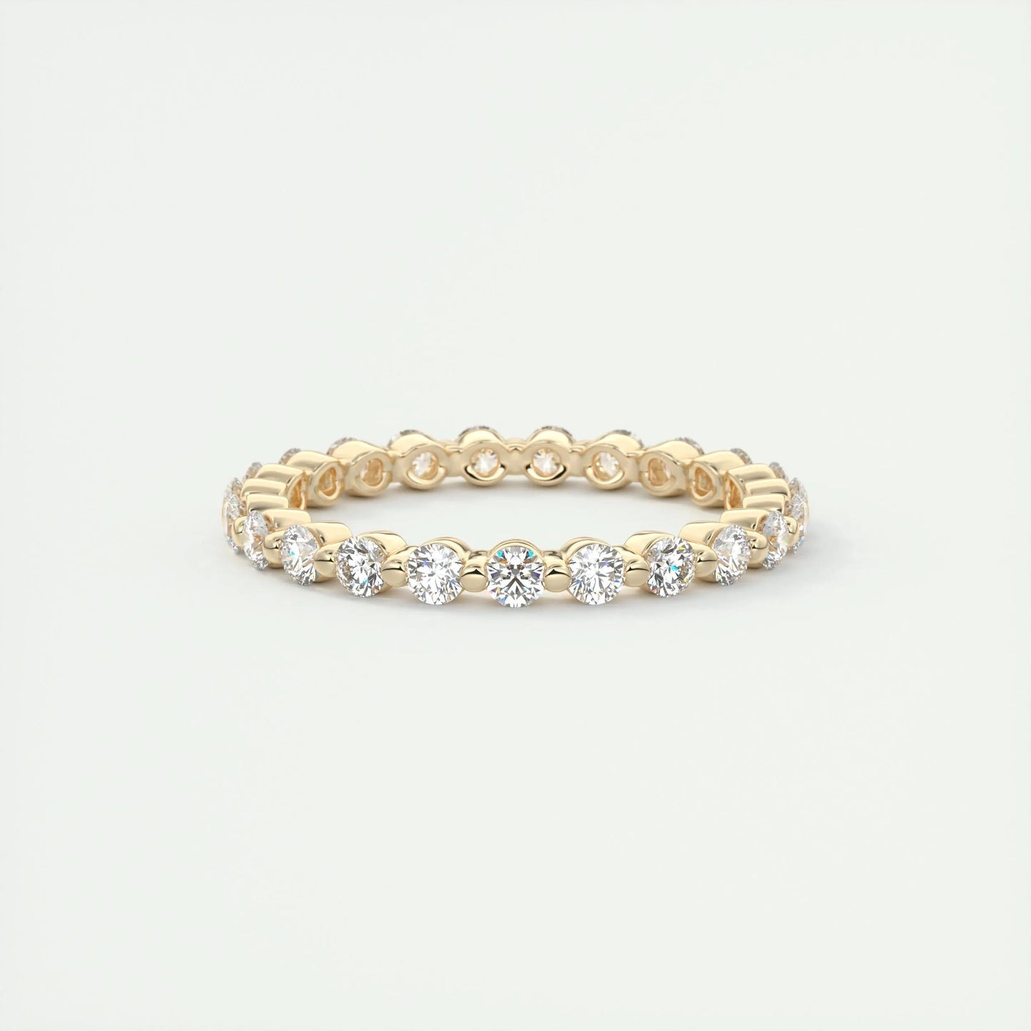 0.69 TCW Round Cut Bubble Prong Moissanite Bridal Wedding Band 9