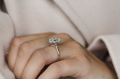 4.50 CT Pear Moissanite Ring Featuring Bridge Style 6