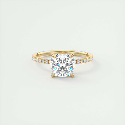 2.15 CT Cushion Cut Pave Moissanite Engagement Ring 8