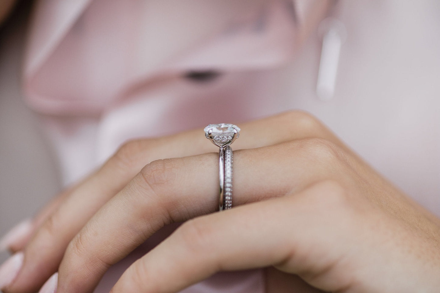 2.10 CT Oval Hidden Halo Moissanite Engagement Ring 5