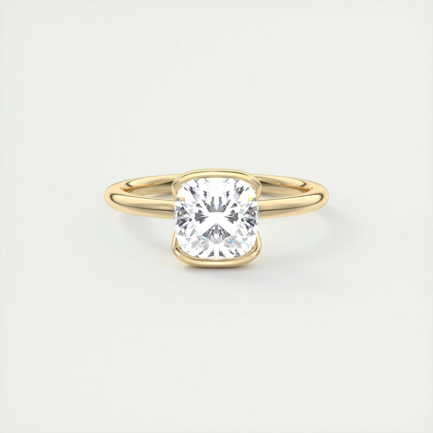 2.15 CT Cushion Half Bezel Solitaire Moissanite Engagement Ring 9