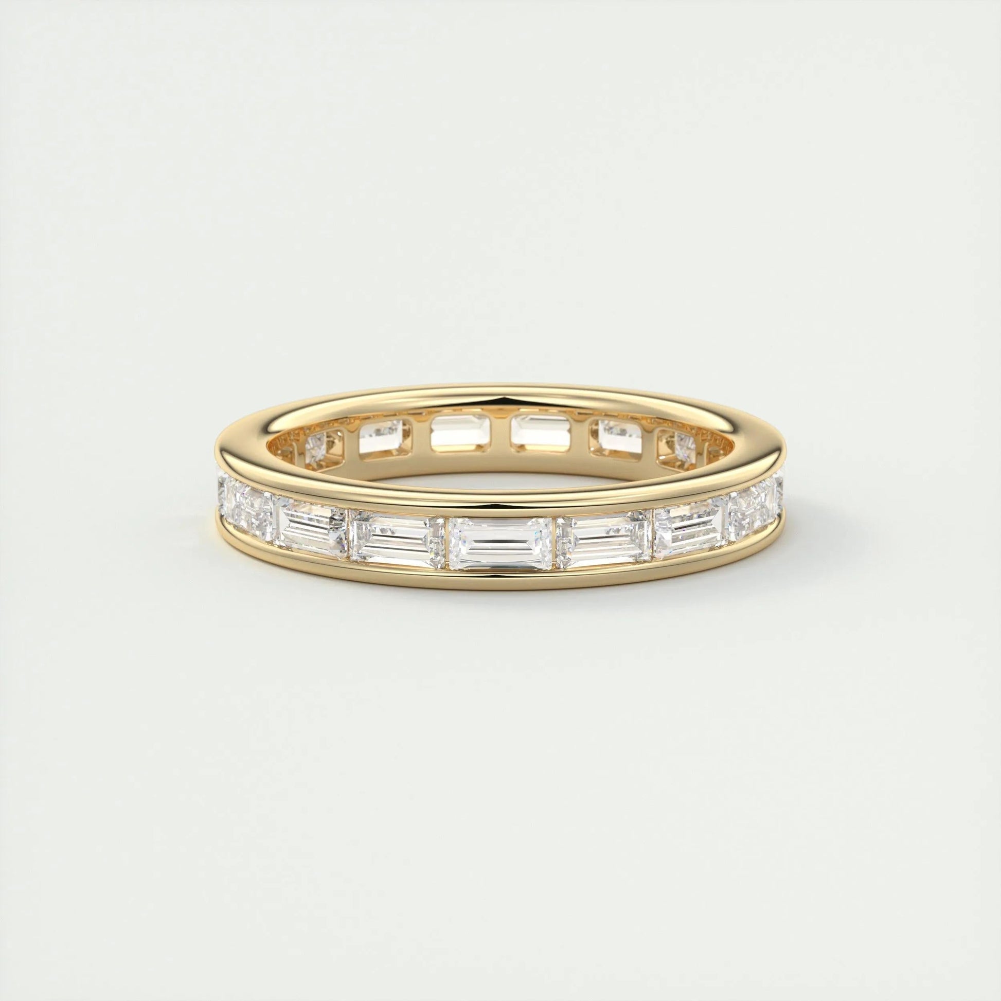 1.87 Emerald Cut Channel Moissanite Bridal Wedding Band 11