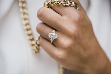 4.0 CT Oval Moissanite Ring Featuring Cluster Style 10