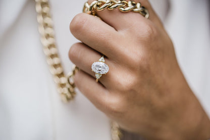 4.0 CT Oval Moissanite Ring Featuring Cluster Style 10