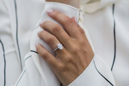 2.90 CT Oval Hidden Halo & Pave Moissanite Engagement Ring 7