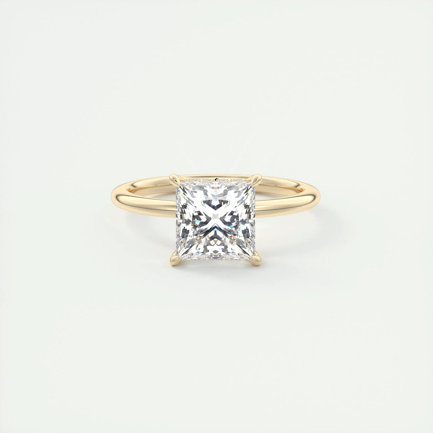 2.08 CT Princess Hidden Halo Moissanite Engagement Ring 8