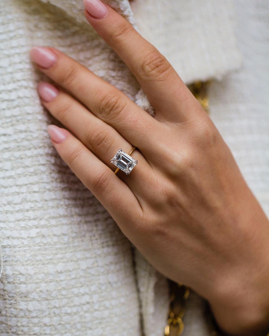 4.60 CT Emerald Cut Hidden Halo Moissanite Engagement Ring 4