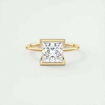 2.08 CT Princess Solitaire Half Bezel Moissanite Engagement Ring 8