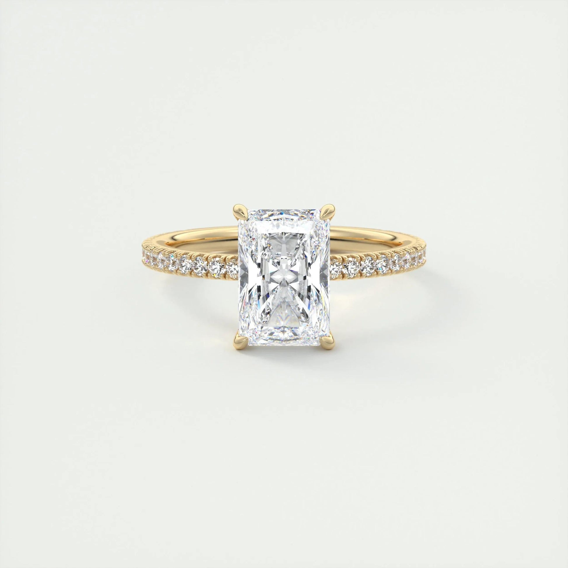 2.10 CT Radiant Cut Pave Style Moissanite Engagement Ring 9