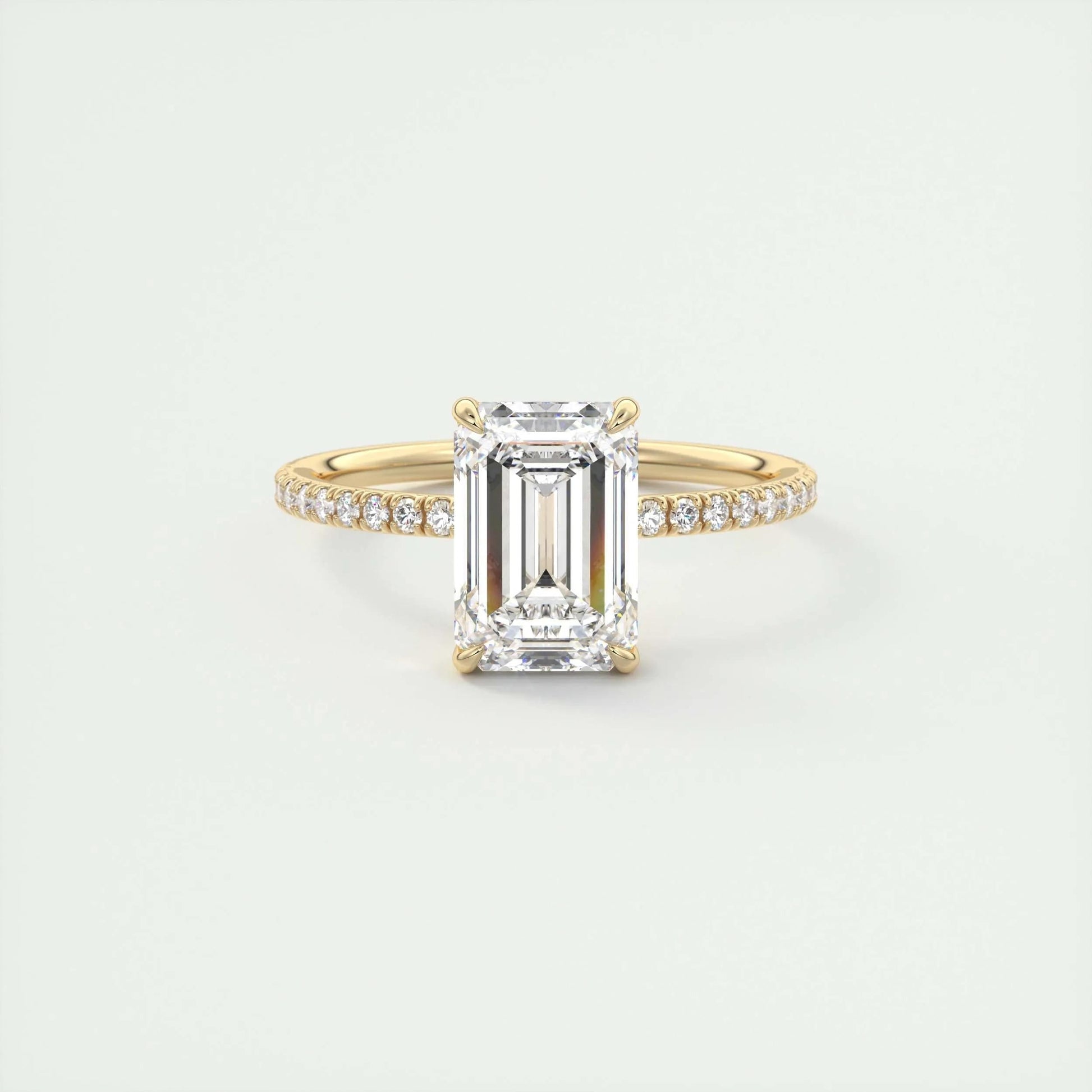 1.91 CT Emerald Cut Pave Moissanite Engagement Ring 8