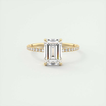 1.91 CT Emerald Cut Pave Moissanite Engagement Ring 8