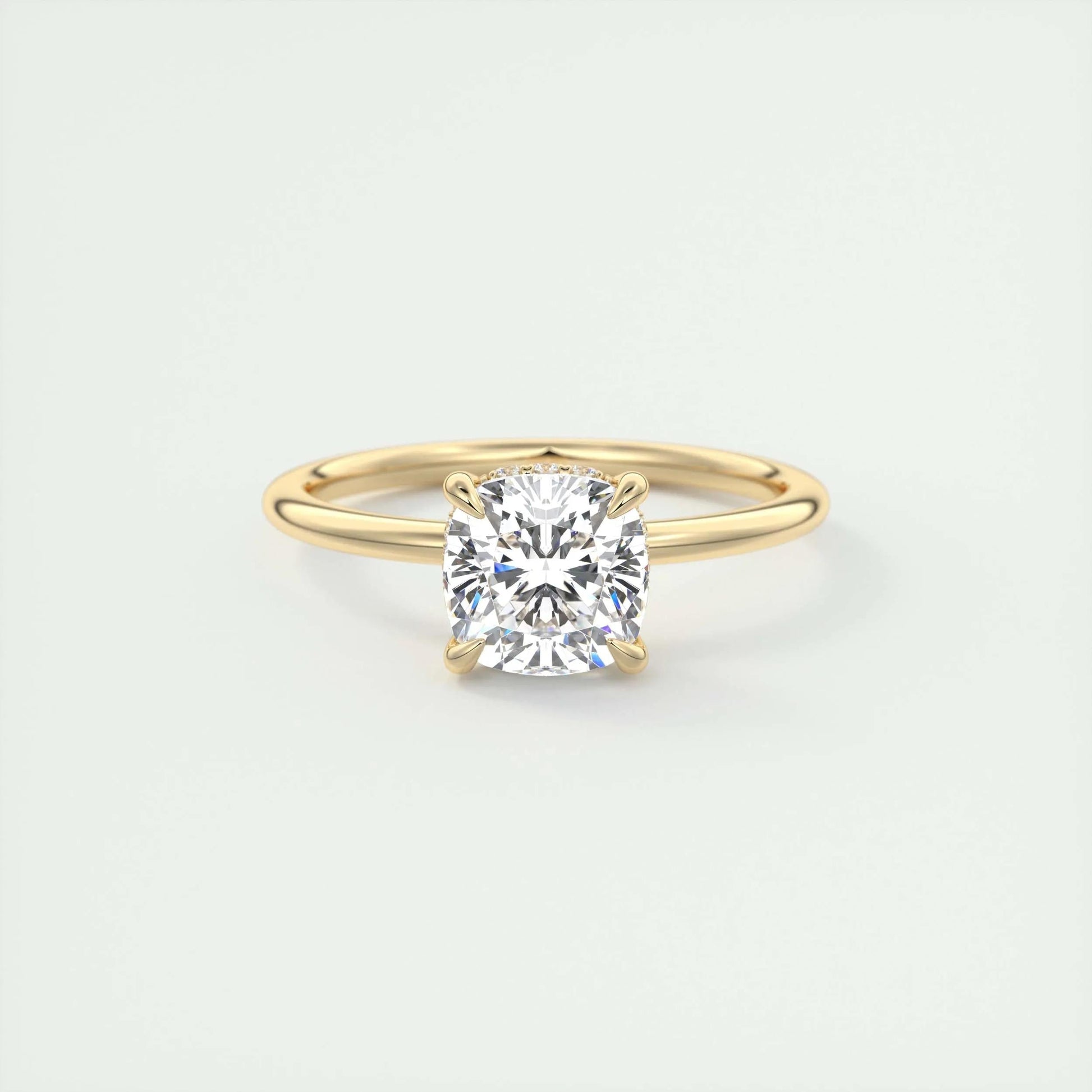 2.15 CT Cushion Hidden Halo Moissanite Engagement Ring 8