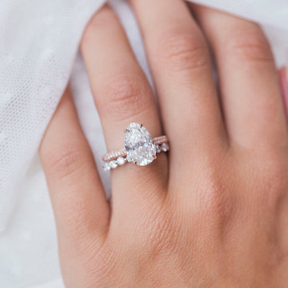 3.2 CT Pear Moissanite Ring Featuring Hidden Halo Pave Style 6