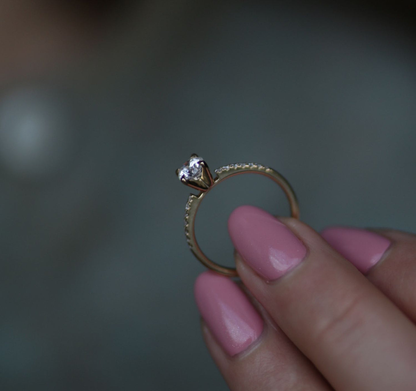 0.50 CT Round Cut Pave CVD F/VVS1 Diamond Engagement Ring 6