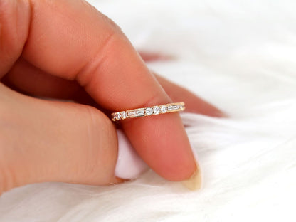 Stunning 0.67 CT Round & Baguette Moissanite Stones Vintage Wedding Band 4