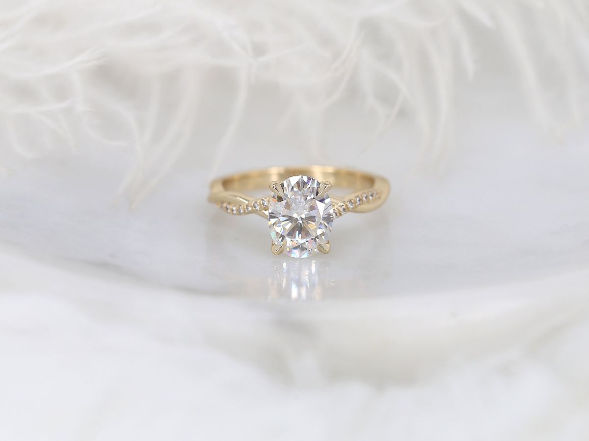 Stunning 2 CT Oval Moissanite Engagement Ring with Twisted Pave Design 2