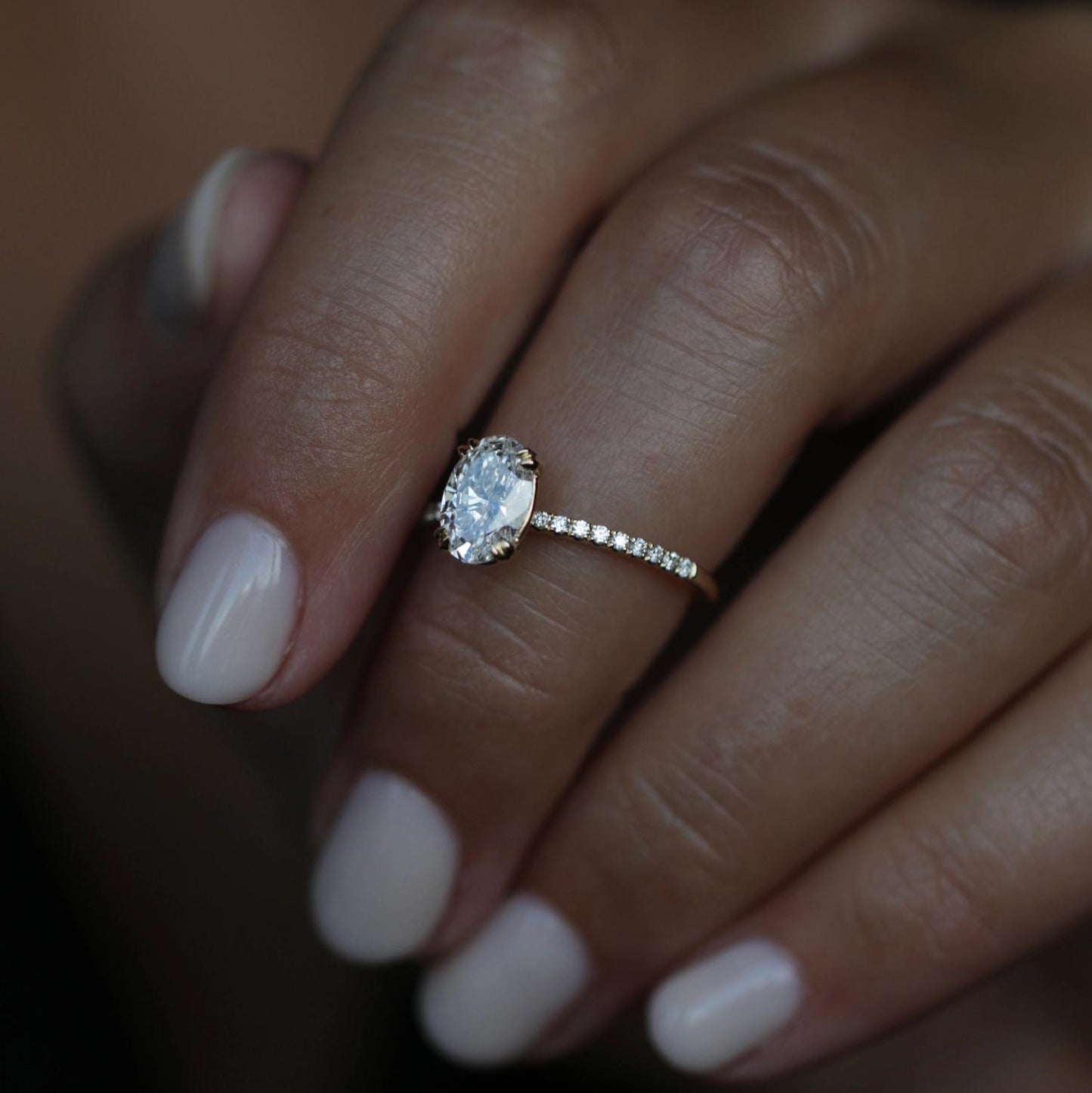 1.21 CT Oval Cut Pave CVD E/VS1 Diamond Engagement Ring 3