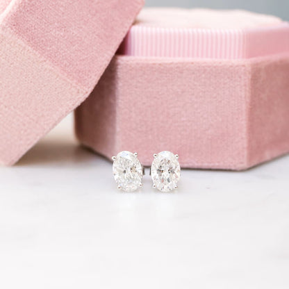 1.50 TCW Oval Shape Moissanite Stud Earrings in Gold 1