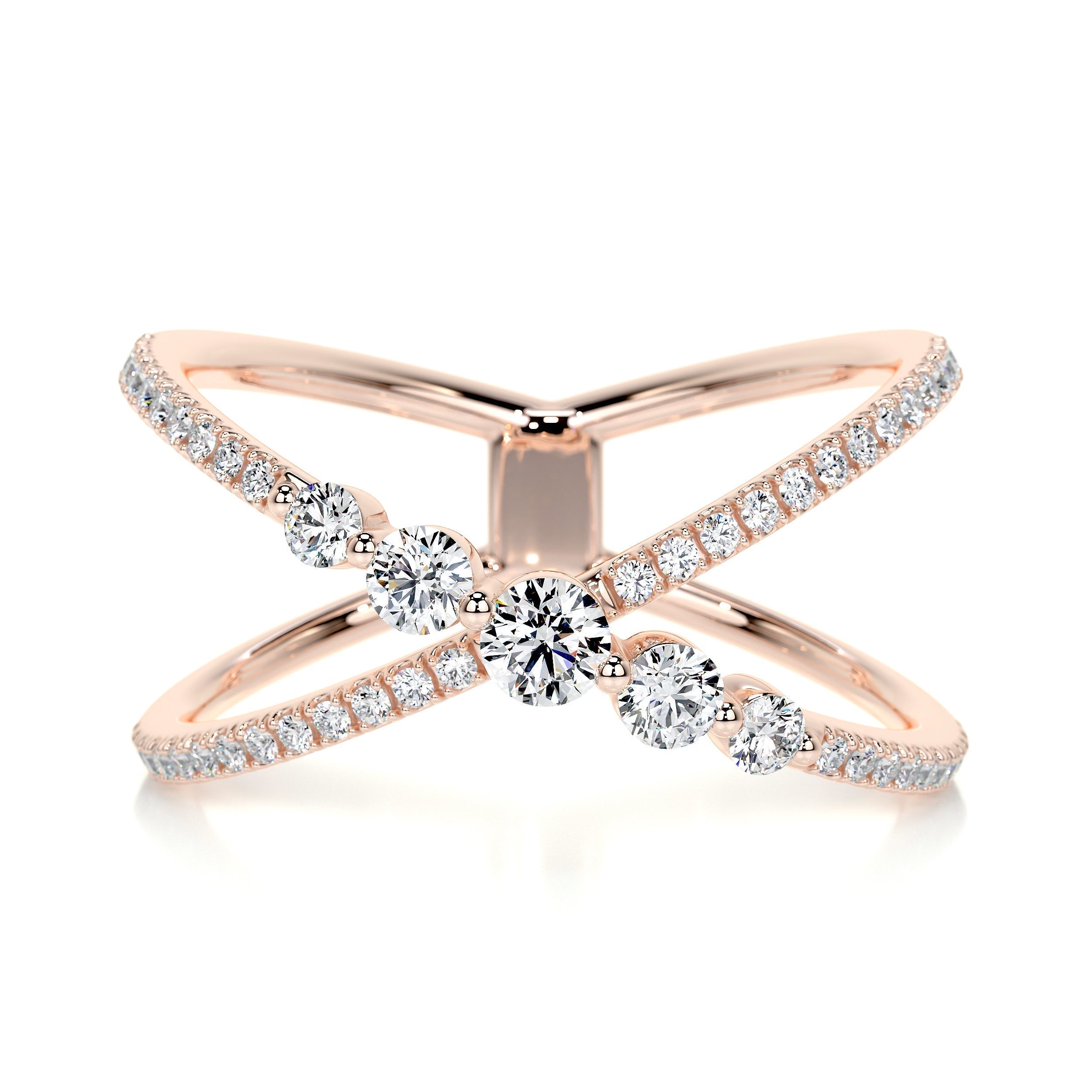 0.42 CT Round Criss Cross Lab Grown Diamond Wedding Band
