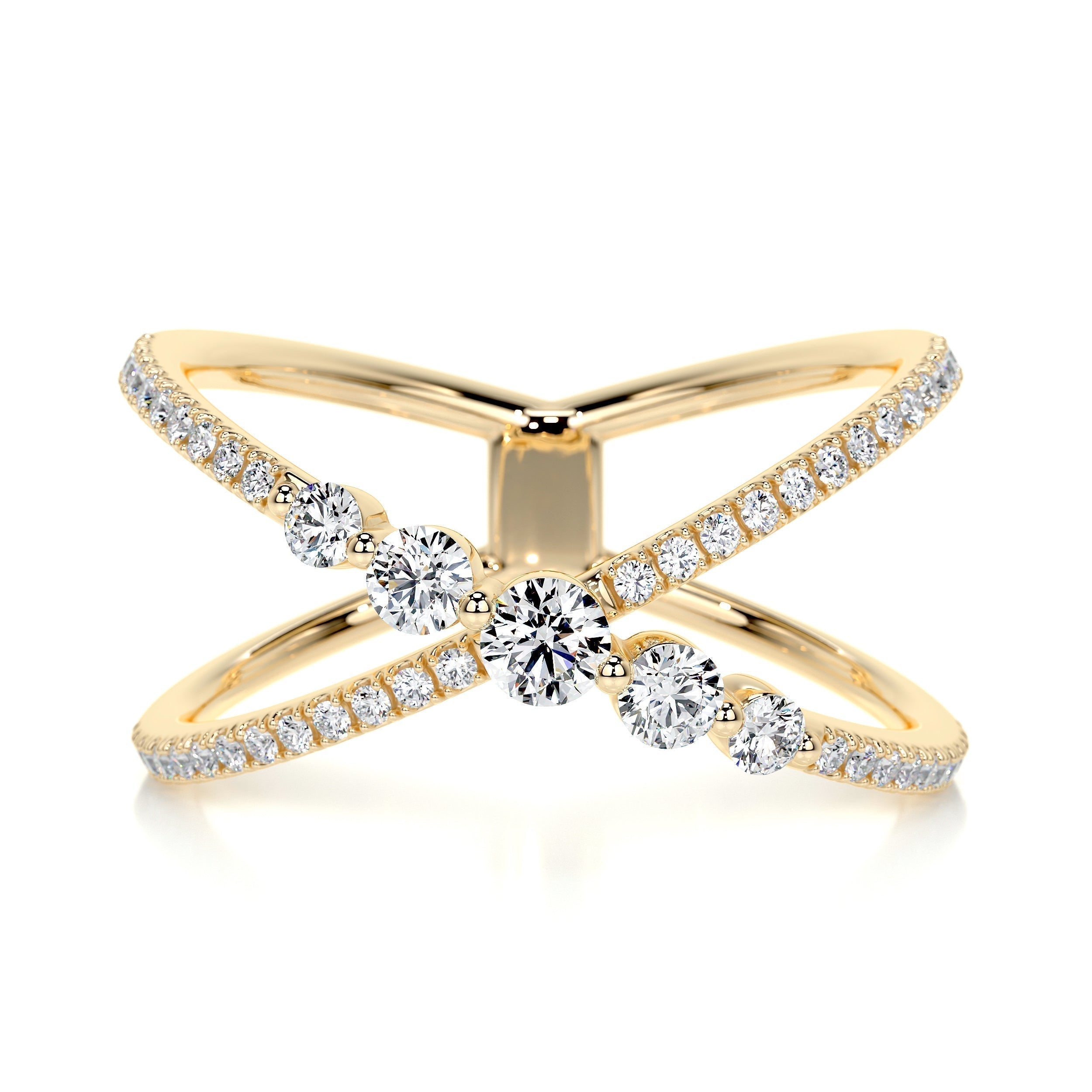 0.42 CT Round Criss Cross Lab Grown Diamond Wedding Band