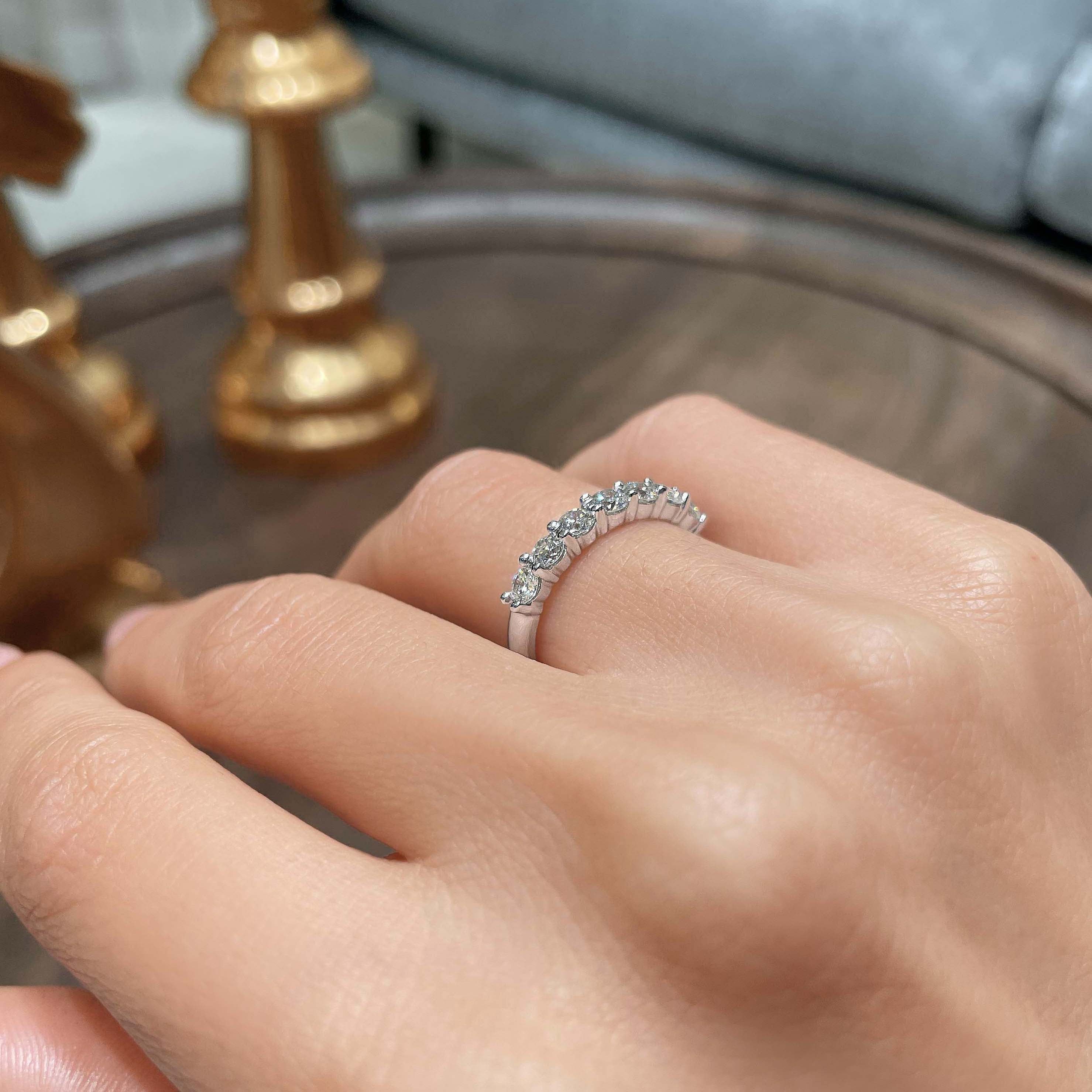0.75 CT Round 7 Stones Lab Grown Diamond Wedding Band